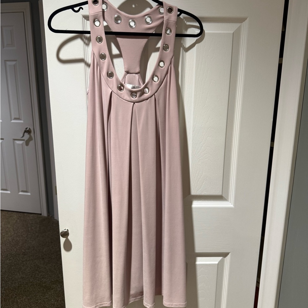 Joseph Ribkoff Pink Backless Dress with Silver Details